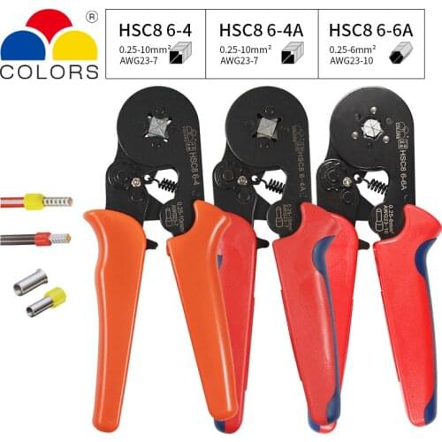 HSC8 6-4 0.25-10mm2 23-7 AWG Crimping Pliers HSC8 6-6A 0.25-6mm2 Mini Round Nose Plier Tube Needle Terminals Tools