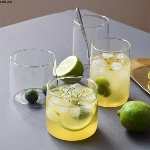 Creative Cup Transparent Glass Cup Customized Water Cup Juice Cup Tall Flower Tea Cup High Borosilicate Heat Resistance