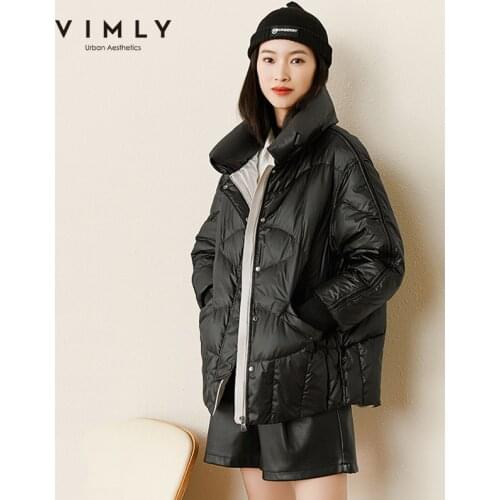 Vimly 2020 Winter Short Jackets Women Fashion Loose Thick Warm Pockets Parkas Ladies Casual Padded Coats Female Outwear 50066