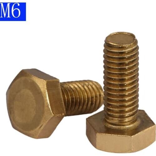 M6 - 1.0 6mm Solid Brass Hex Head Cap Screws Bolt Hex Tap Bolts Full Thread DIN933