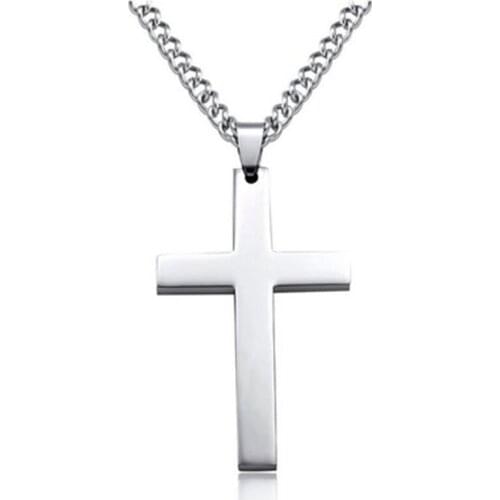 New Cross Necklaces & Pendants For Men Stainless Steel Gold Colour Male Pendant Necklaces Prayer Jewelry Friend Gift
