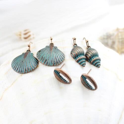 Set Earrings Hot Fashion Ocean Wind Alloy Earrings Shell Conch Crab Pliers Shape Ear drop studs Women and Girls Jewelry