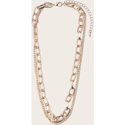 Wholesale fashion necklace statement multi-layer line chain jewelry lock chain necklace party accessories for women