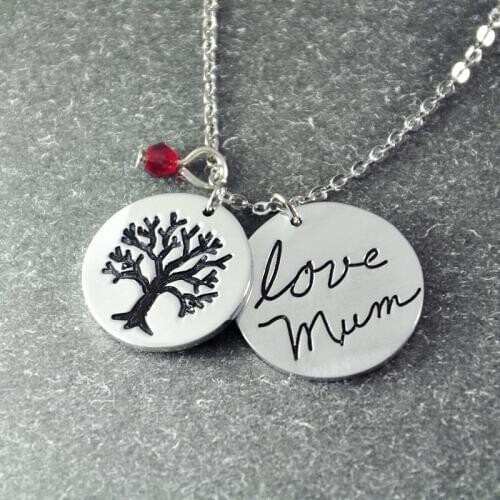 Personalized signature necklace alloy necklace engrave tree necklace best gift for mother family tree necklace birthstone