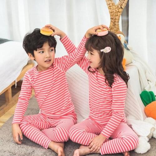 Girl Boys Pajamas Sets 2Pcs/Sets 2021 O Neck Spring Summer Cotton Nightwear Homewear Sleepwear Underwear Children Clothing