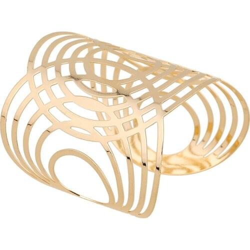 Hollow Wide Cuff Bracelets & Bangles For Women Men Gold Silver Color Alloy Open Big Male Female Bangle Bracelet Fashion Jewelry