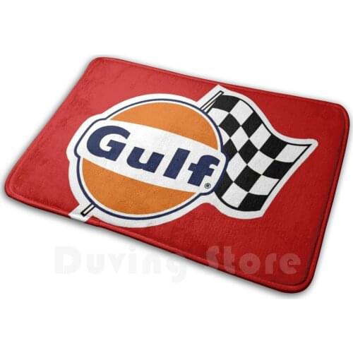 Vintage Gulf Racing Soft Non-Slip Mat Rug Carpet Cushion Vintage Gulf Racing Checkered Flag 500 Isle Of Man Cars Motorcycles