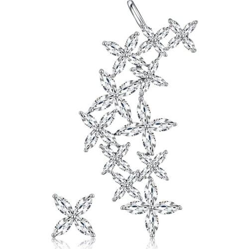 ZEMIOR Cute Earrings For women Luxury Vintage Flower Cubic Zirconia Ear Cuff Stud Earrings Fashion Jewelry Accessories Wholesale