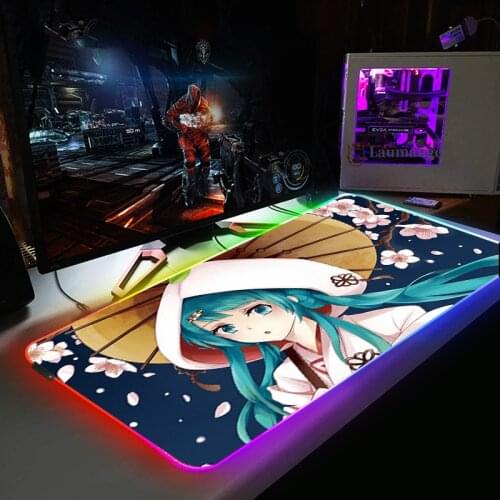 Hot Sale Anime Girl Sexy Mouse Pad RGB LED Computer Backlight Cover Table Mat Multi-size Waterproof PC Keyboard Laptop