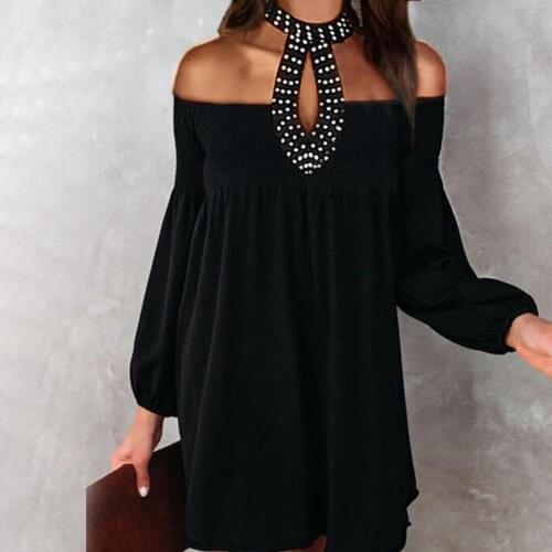 Spring Solid Ladies Shirt Dress Fashion Long Sleeve Off Shoulder Korean Mini Dress women dresses for party and wedding vestidos