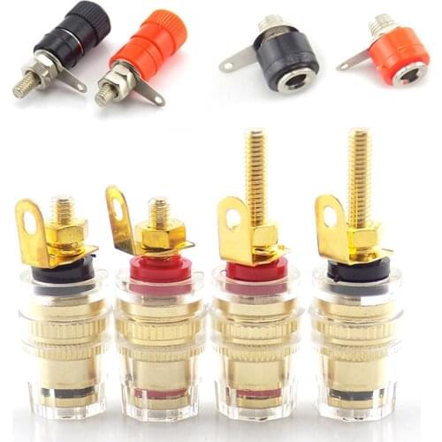 4MM RED black Banana Plug Socket jack Connector red black Thread Medium Amplifier Speaker Spade Terminal Binding Post audio