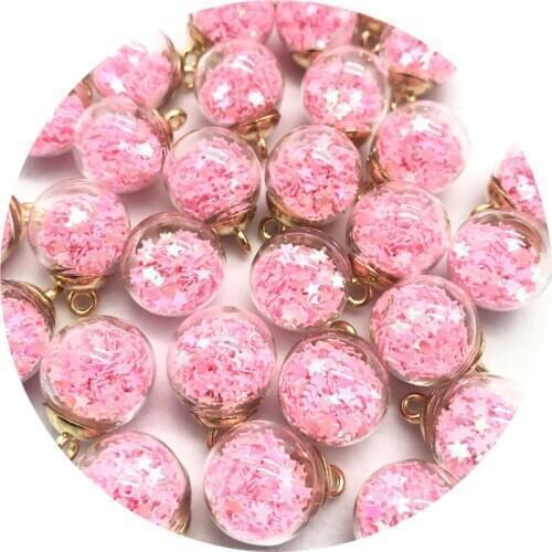 5/10pcs 16mm Colorful Transparent Glass Ball Star Charms Pendant Finding For Jewelry Making Hair Accessories Earring Charms #009