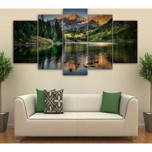5 pcs,Full Square 5D DIY Diamond Painting Rivers and peaks Full diamond Embroidery mosaic Cross Stitch Rhinestones Y1011