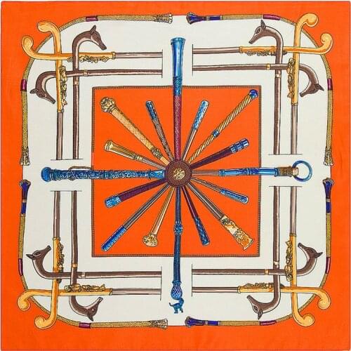 60cm*60cm 2021 New Fashion Cannes And Knobs Women Luxury Brand Twill Silk Scarf Print Small Square Scarves Hijab Headband