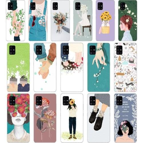84AA Art Flower Soft Silicone Tpu Cover phone Case for Samsung Galaxy A31 A41 A51 A71 A40 2019 Case