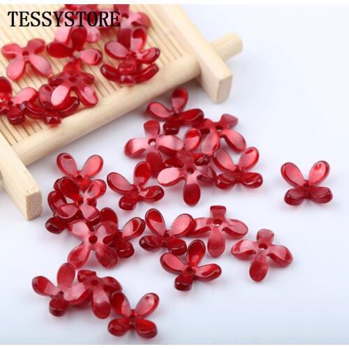 10pcs Acrylic Acetate Four-leaf Clover Beads Small Flower Shape Spacer Beads For Jewelry Making Hairpin Bracelet Accessories