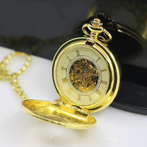 Unisex Pocket Watch Chain Vintage Hollow Carved Pocket Watch Necklace Roman Numerals Case Mechanical Watch Pocket Watch Gift