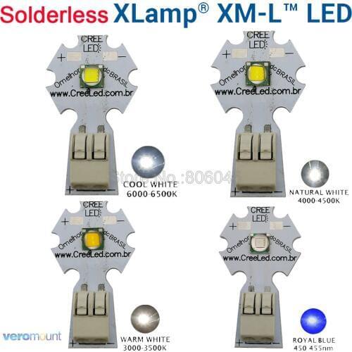 CREE XML XM-L T6 10W Cool White Neutral White Warm White Royal Blue High Power LED Emitter Bead 20mm Solderless Aluminum PCB