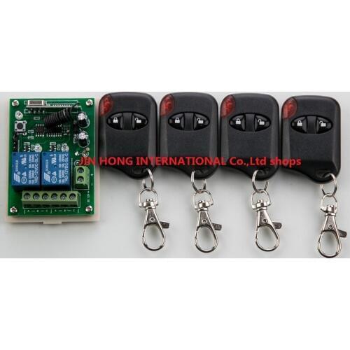 DC12V 2CH Wireless Remote Control Switch System teleswitch 1*Receiver + 4 *cat eye Transmitters for Appliances Gate Garage Door