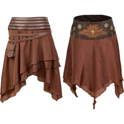 Sell Well Lady Corset Steampunk Rock Skirts Costume Asymmetrical Ethnic Dance Cosplay Carnival Halloween Party Fancy Dress