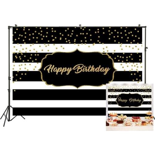 HUAYI Photography Backdrop Birthday Party Desserts Table Decor Photo Background Adult Black Stripes Baby Shower BackdropW-3629