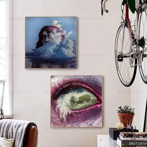 Fine Arts Waves in Eyes Abstract Cloud Oil Painting Printed on Canvas Posters Landscape Prints for Living Room Decor Cuadros