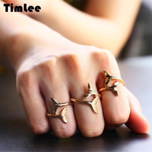 Timlee R004 Personality Fish Mermaid Tail Ring Alloy Finger Rings,Originality Jewelry Wholesale