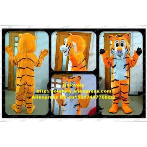 Lively Yellow Tiger Tigerkin Mascot Costume Adult Size With Round Yellow Ears Light Curve Eyebrows Round Black Eyes No.5666 FS