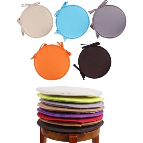 Round Chair Cushion Seat Cushion Solid Color Tie-on Pads Kitchen Dining Removable Bistro Circular Chair Cushion