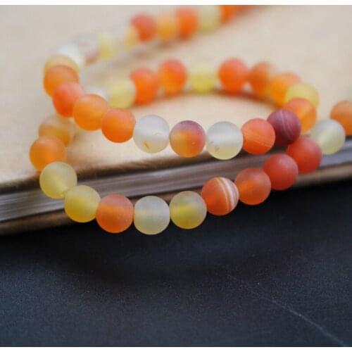6mm 63Pcs/Lot Matt Orange stripe Agat e Onyx Round Stone Fashion Loose Beads for jewelry Bracelet Necklace Bracelet making