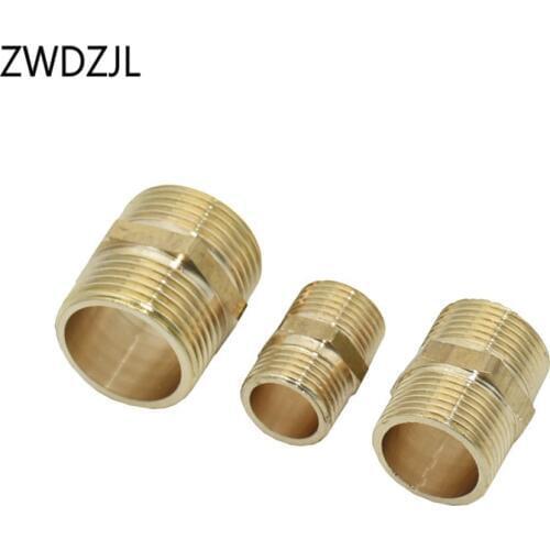 Brass 1/2" 3/4" 1" BSP Male Thread connector copper metal threaded water pipe connector Pipe Hex Nipple Fitting joiner 1pcs