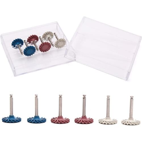 6pcs/set Dental Composite resin Polishing Disc Kit Spiral Flex Brush Burs 3 colors mixed