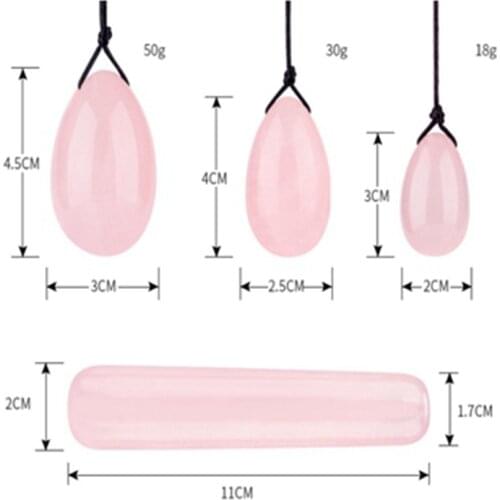 Natural Rose Quartz Yoni Egg Jade Women Kegel Exerciser Vaginal Muscles Tightening Ball Jade Massager Crystal Kegel Eggs