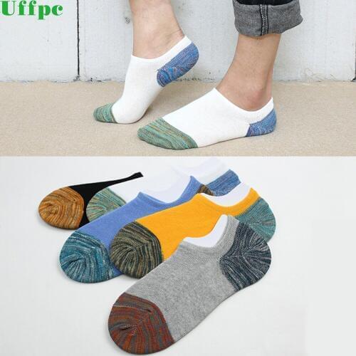 Casual Men Cotton Ankle Socks Mens Business Casual Solid Black White Short Socks Male 5 Pairs/lot for Spring Summer 2018