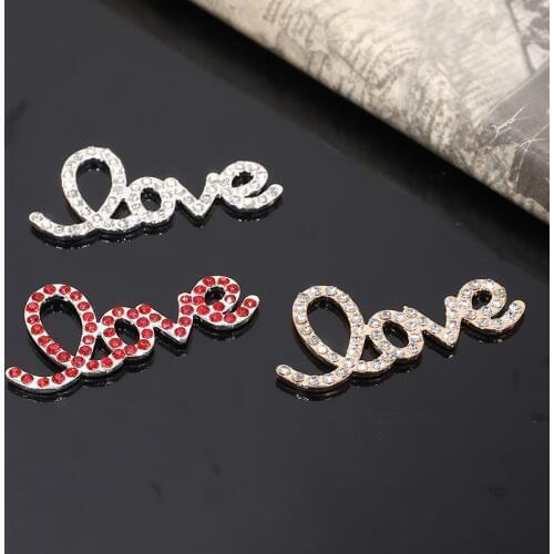 2016New 50pcs Rhinestone Letter "Love"Button for DIY Hair and phone case accessories ZJ138