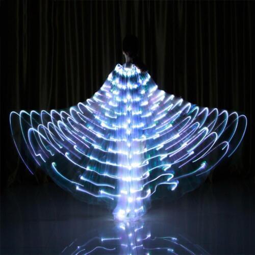 NEW Adult Belly Dance LED Isis Wings Dancing Cloak Costume with Flexible Sticks