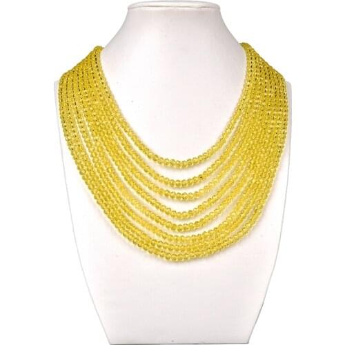Wholesale Cutting 4*6mm Glittering Yellow Glass Crystal Making DIY Necklace 17-25inch jewel for Mother/Wife Birthday Gift H216