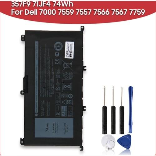 Original Replacement Battery 74Wh 357F9 71JF4 For Dell Inspiron 15" 7000 7559 7557 7566 7567 7759 74Wh Laptop Batteries
