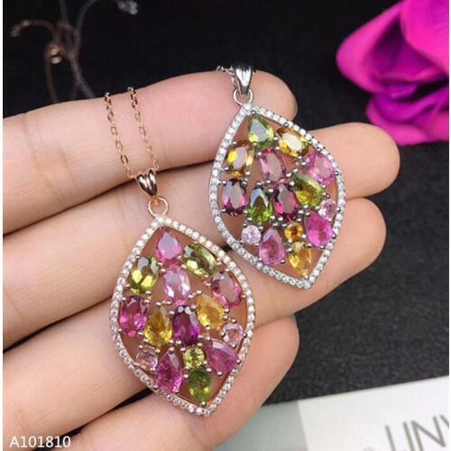 KJJEAXCMY boutique jewels 925 pure silver inlaid natural tourmaline female pendant jewelry support test