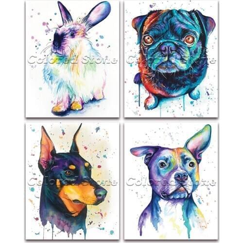 5D Full Square Diamond painting embroidery Cross stitch Animals Rabbit dog doberman 3D DIY Round Drill Drawing mosaic 387