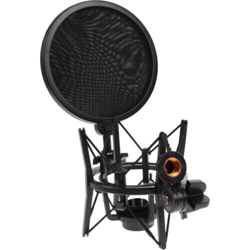 Professional Microphone Mic Shock Mount with Shield Articulating Head Holder Stand Bracket for Studio Broadcast