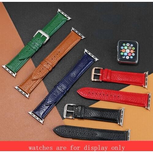 Lichee Pattern Genuine leather Strap 38 40 42 44mm black blue red Bracelet Suitable for iWatch5s/4/3 Men and Women Watchband