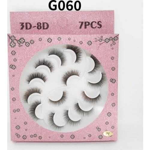 Seven pairs of lotus plate natural simulation eyelashes 3D false eyelashes slim and thick false eyelashes makeup tool