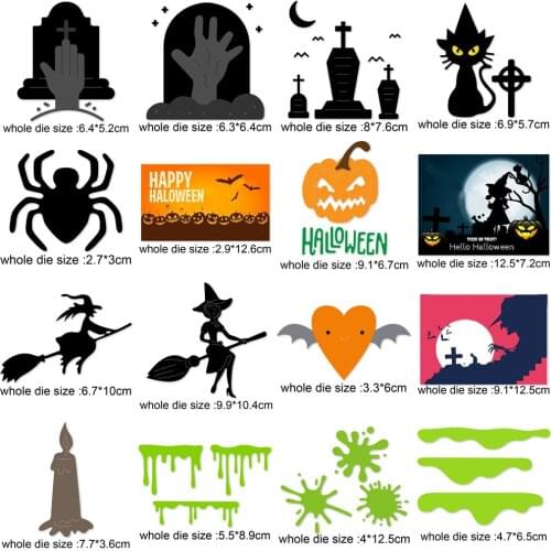 Halloween Metal Cutting Dies Witch Castle Blood Pumpkin Cut Die Mold Decoration Scrapbook pPaper Craft Blade Punch Stencils Dies