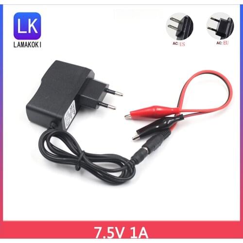 7.5V 1A Tablet Charger Ac 100V-240V Converter Switching Adapter Universal Power Supply whit crocodile battery clip