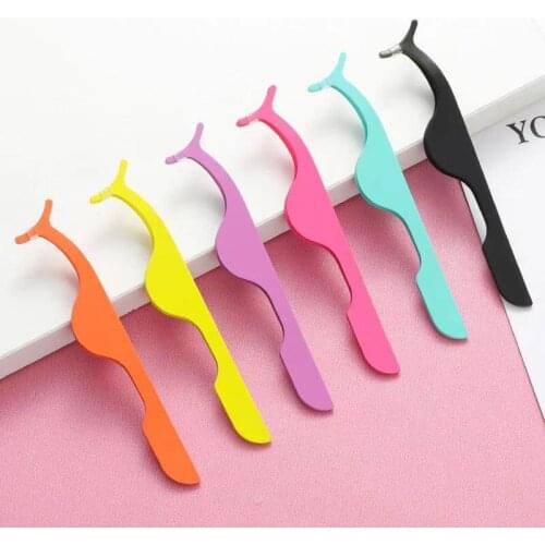 1Pcs False Eyelash Tweezers False Eyelashes Applicator Eyelash Extension Curler Nipper Auxiliary Clamp Makeup Forceps Tools