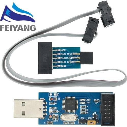 10pcs 10Pin To 6 Pin Adapter Board + USBASP USBISP AVR Programmer USB ATMEGA8 ATMEGA128 ATtiny/CAN/PWM 10Pin Wire Module DIY