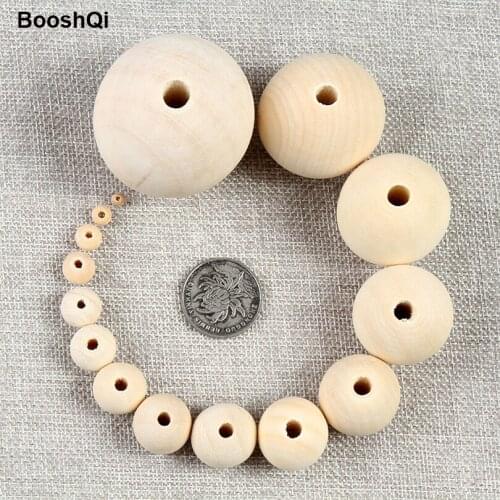 100pcs Wood Baby Teether Beads 8MM-20MM Unfinished Natural Wooden Teething Toys Chew Beads Teethers DIY Necklace Bracelets