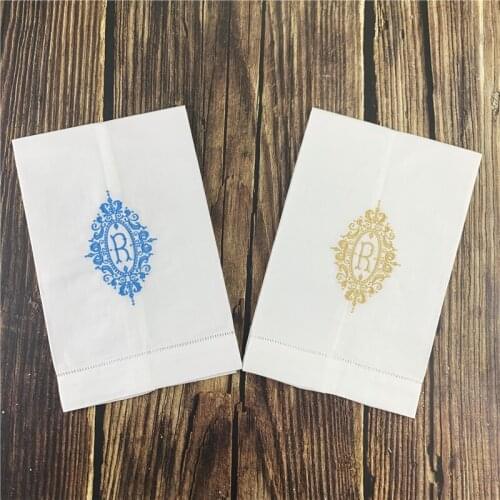 12 PCS Fashion Guest Towels (Letter-R) Monogrammed Tea Towel 14X22-inch Cleaning Cloth Guest Hand Dish Kitchen Bathroom Towel