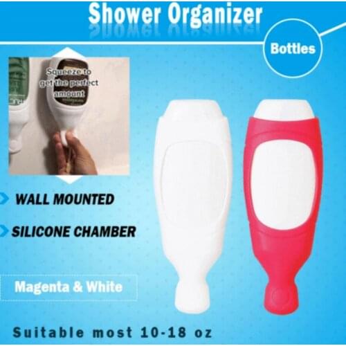 2pcs Silicone Chamber Shampoo Holder Wall Mounted Shower Soap Bottle Hanger Storage Rack Organizer for Bathroom Free Punching